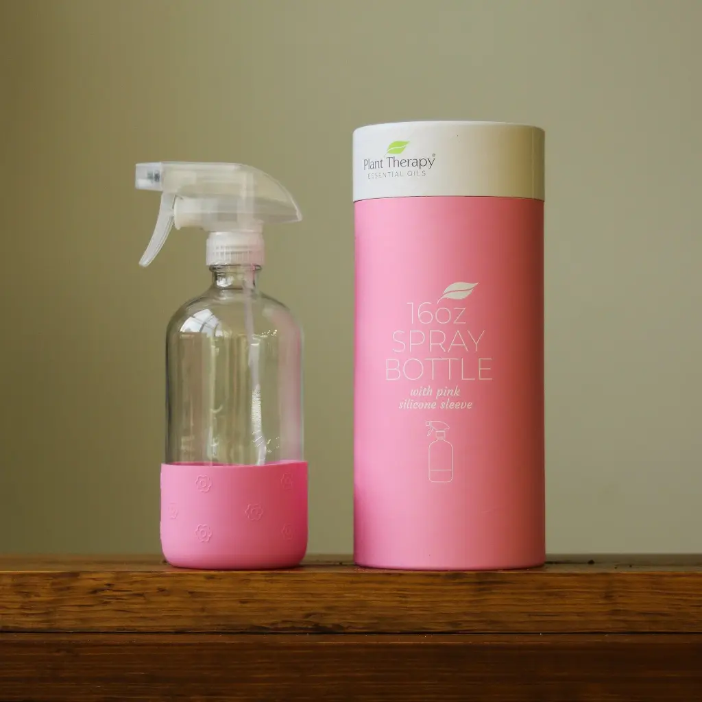 Glass Spray Bottle with Pink Sleeve