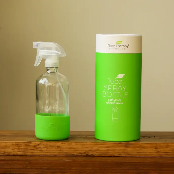 Glass Spray Bottle with Green Sleeve